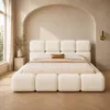 Lit coffre capitonné 160 × 200 cm en bouclé blanc, Voir les images du produit 2