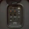 A close-up view of the control panel and ports on a black speaker. Produktbild-Vorschau