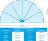 A diagram showing dimensions and a table of measurements for a pool cover. Anteprima dell’immagine prodotto
