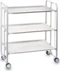 A white, three-tiered serving cart with wheels is shown against a white background. Voir les images du produit
