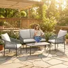 Outsunny Gartenmöbel Set 4-teilig Polyrattan Lounge-Set mit Produktbild-Vorschau 2