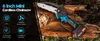 A cordless chainsaw rests on a piece of wood, surrounded by natural elements. Produktbild-Vorschau