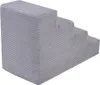 A three-step pet stair made of gray corduroy fabric, shown from a side angle against a white background. Voir les images du produit