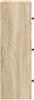 A side view of a tall, narrow wooden shelf unit with three visible knobs for drawers. Podgląd zdjęcia produktu