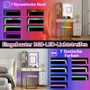 A split image showing a makeup vanity with LED lights and a close-up of the LED light strip options. Anteprima dell’immagine prodotto
