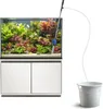 An aquarium water filter and gravel cleaner is shown in use, with the device inside a planted aquarium and the hose leading to a bucket. Anteprima dell’immagine prodotto