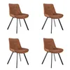 Four brown dining chairs with black legs are arranged in a grid on a white background. Podgląd zdjęcia produktu
