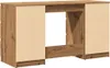 A wooden desk with two beige cabinet doors on either side and an open space in the middle. Anteprima dell’immagine prodotto