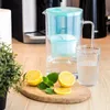 A water filter pitcher with a glass of water, lemons, and mint on a wooden surface. Náhled obrázku produktu