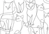 Vlies Fototapete - Cat lineart - minimalist sketches of Produktbild-Vorschau 5