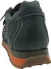 A close-up rear view of a green sneaker with an orange sole. Voir les images du produit