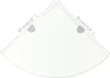 A diagram of a transparent corner shelf with dimensions indicated. Náhled obrázku produktu