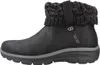 A side view of a black Skechers boot with a knitted cuff. Voir les images du produit