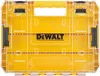 A top-down view of an open yellow and clear plastic tool organizer with the DeWalt logo visible. Anteprima dell’immagine prodotto
