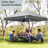 A family is having a picnic under a pop-up gazebo in a park. Produktbild-Vorschau