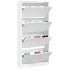 vidaXL Skriňa na topánky so 4 chlopňami biela 80x21x163,5 Náhľad obrázku produktu 4