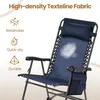 A close-up view of a blue zero gravity chair, highlighting its features. Produktbild-Vorschau