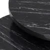 A close-up view of two black marble tabletops with white veining, stacked on top of each other. Voir les images du produit