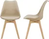 Two beige dining chairs with wooden legs are shown from different angles against a white background. Anteprima dell’immagine prodotto