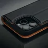 A close-up view of the back of a smartphone case, showing the camera cutout and the textured leather material. Produktbild-Vorschau