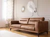 A living room scene with a brown leather sofa and a white wall-mounted fan. Podgląd zdjęcia produktu