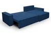 A blue sofa bed is shown from a diagonal angle against a white background. Produktbild-Vorschau