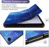 Collage showing a tablet case with a starry sky pattern and close-ups of its features. Produktbild-Vorschau