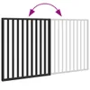 A black fence panel is shown next to a white outline of a fence panel, with purple arrows indicating movement or connection. Produktbild-Vorschau