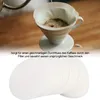 A coffee filter cone with coffee brewing, and a stack of round coffee filters below. Produktbild-Vorschau