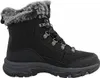 A black winter boot with gray fur trim. Voir les images du produit