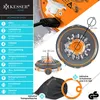 A collage of images showing a pool cleaner, its technical specifications, and accessories. Produktbild-Vorschau