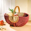 Einkaufskorb Rot Seegras & Rattan – Flechtkorb Produktbild-Vorschau 2