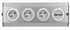 A silver power strip with three European-style outlets and two USB ports. Anteprima dell’immagine prodotto