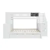 A white bunk bed with stairs and drawers, featuring a chalkboard on the top bunk. Anteprima dell’immagine prodotto