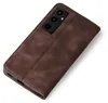 A brown flip-style phone case is shown against a white background. Produktbild-Vorschau