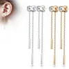 Ohrstecker mit Kette: Edelstahl Ohrringe mit Zirkonia Produktbild-Vorschau 2