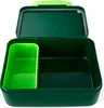 An open dark green lunchbox with a removable bright green insert, shown against a white background. Produktbild-Vorschau