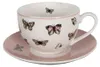 Clayre & Eef Tasse mit Untertasse 200 ml Weiß Rosa Produktbild-Vorschau 1