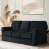 (Schwarz) 7-teiliger Stretch-Sofabezug, 3-Sitzer-Couchbezug Produktbild-Vorschau 2