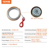 A coiled steel cable with a red hook and a close-up of the cable's internal structure, accompanied by product specifications. Náhled obrázku produktu