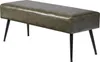 A green upholstered bench with black metal legs is shown against a white background. Anteprima dell’immagine prodotto