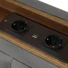 A close-up view of a built-in power outlet with USB ports integrated into a wooden surface. Produktbild-Vorschau