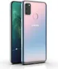 A transparent phone case with a gradient color effect, shown on a white background with a smartphone inside. Produktbild-Vorschau
