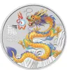 1 unca striebornej mince Austrália Lunar III Dragon Yellow Náhľad obrázku produktu 1