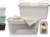 A collection of laundry baskets and tubs, some filled with towels, against a white background. Produktbild-Vorschau