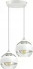 A white ceiling lamp with two glass globes. Produktbild-Vorschau
