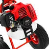 Close-up of a red and black engine with a white fuel tank and a black tire. Produktbild-Vorschau