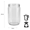 A clear, professional shot of a glass jar with measurement indicators and weight scale. Podgląd zdjęcia produktu