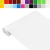 A roll of white glossy self-adhesive film is shown diagonally on a white background. Above the roll, there is a row of colored squares representing different color options. Produktbild-Vorschau