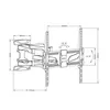 A technical diagram of a TV wall mount with dimensions and angles indicated. Anteprima dell’immagine prodotto